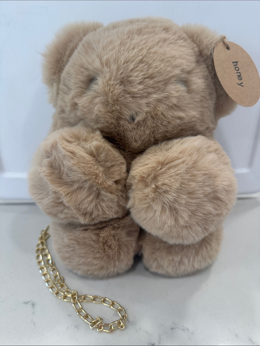 Honey J Plush Bear Bag in Light Brown - Kids Accessories
